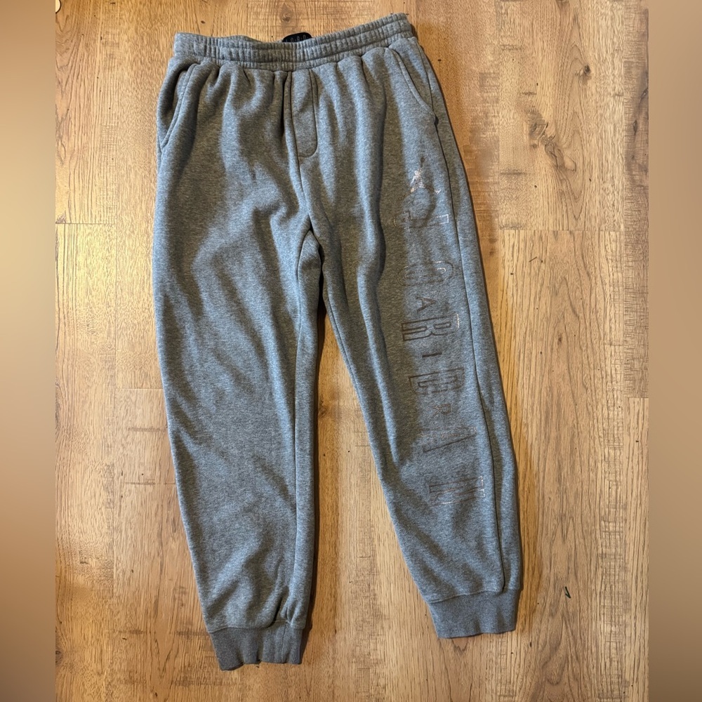 Air Jordan Kids Gray Sweatpants Joggers Pink Metallic Logo Youth XL 13/15 years